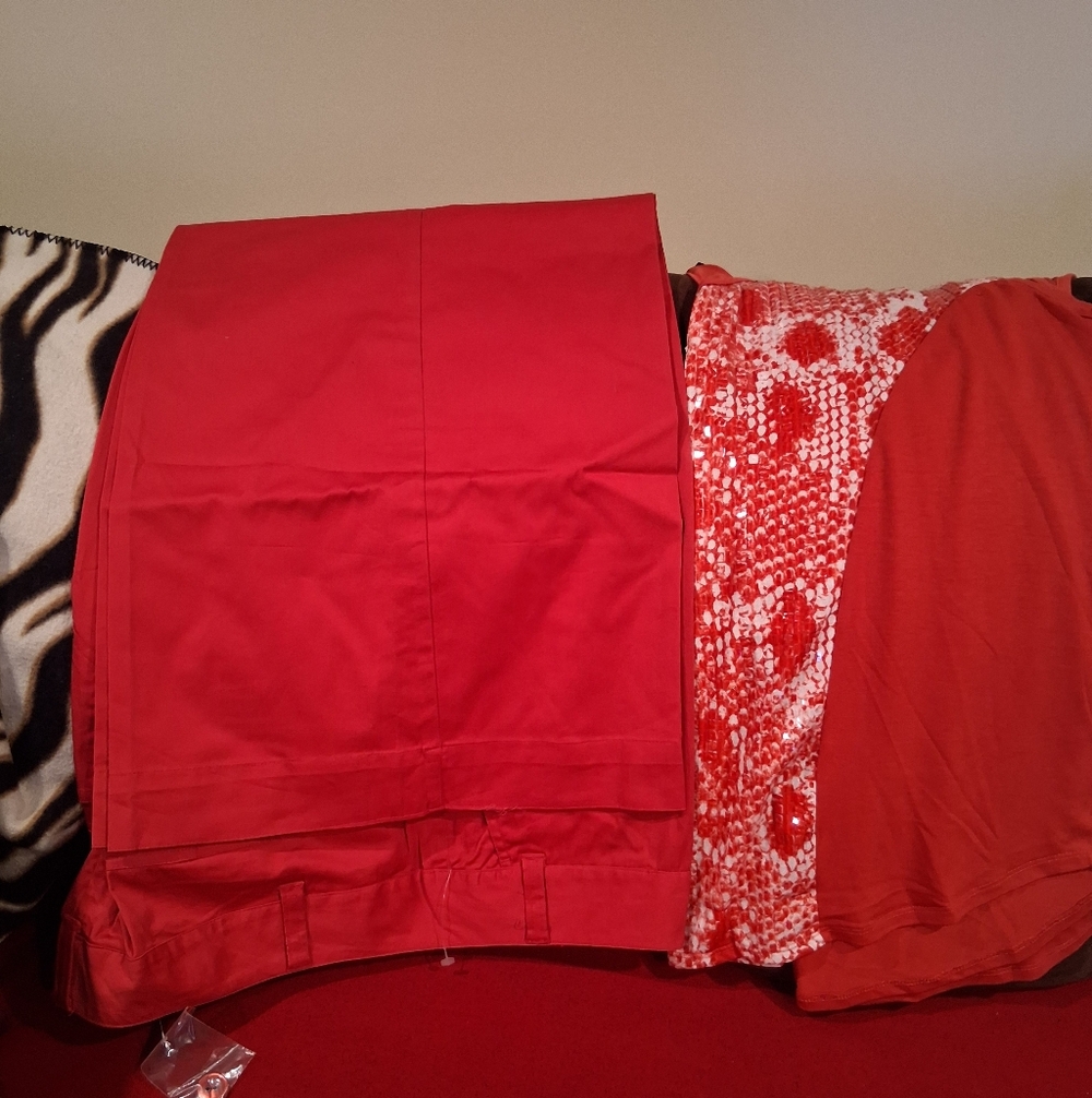 Orange Pants and Sequin Top